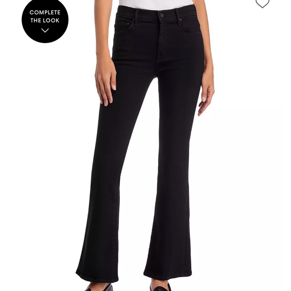 MOTHER Weekender Flare Frayed Jeans Black